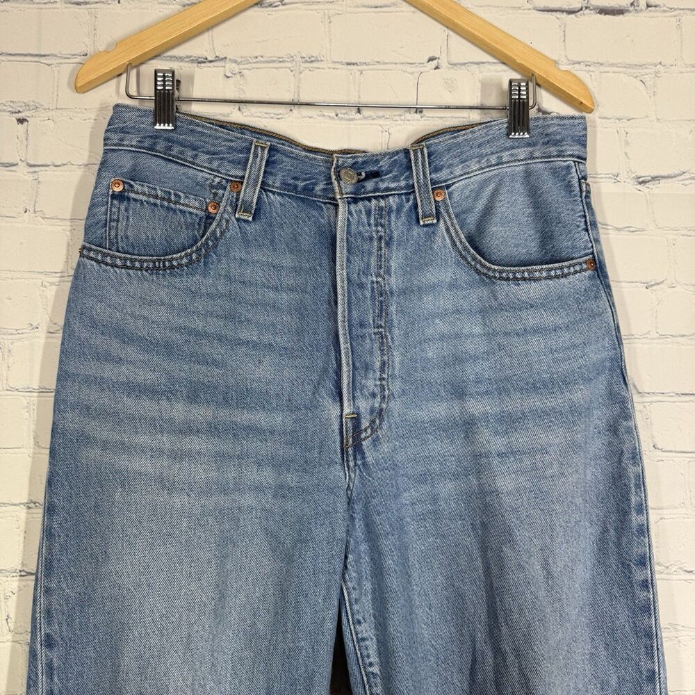 Levis Ribcage Straight Ankle Jeans Women W30 L27 Button Fly Big E Light Blue - Picture 14 of 16